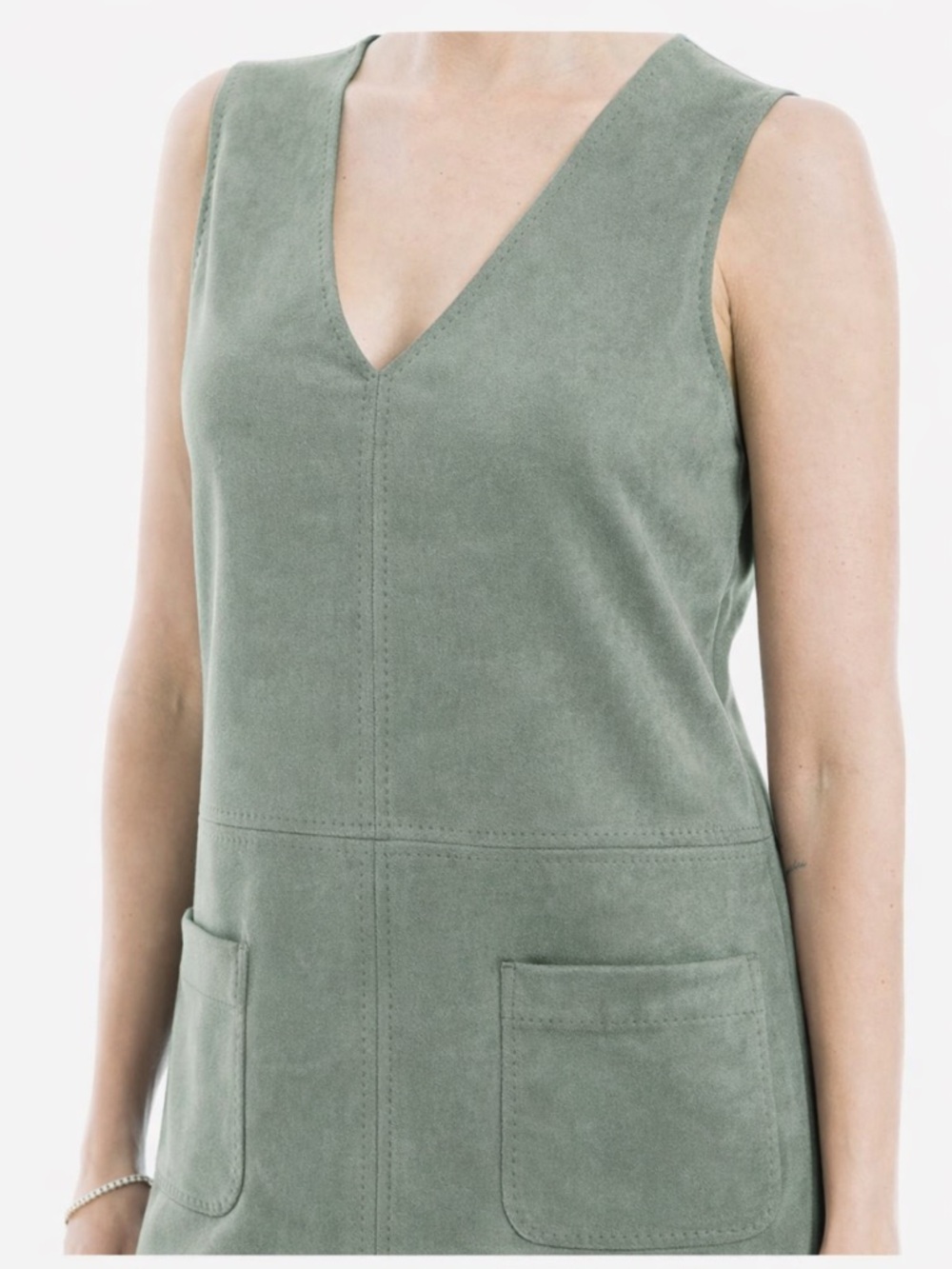 Max Studio Sage Green Suede Mini Dress